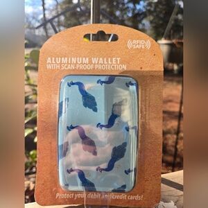 RFID Safe Aluminum Wallet - Blue Peacock Design